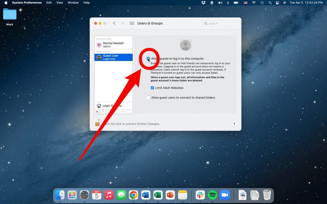 отидете в настройките, за да добавите гост потребител към mac