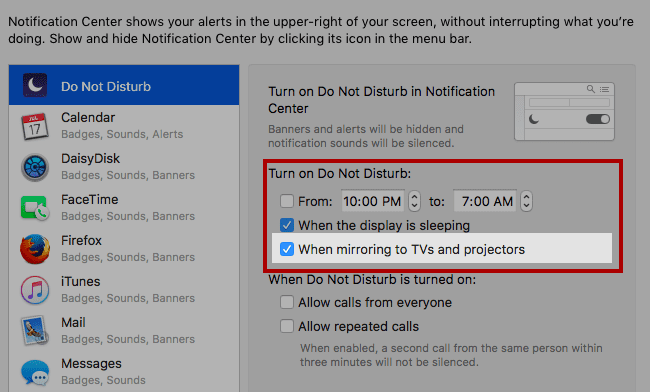 Como parar as notificações no Macbook