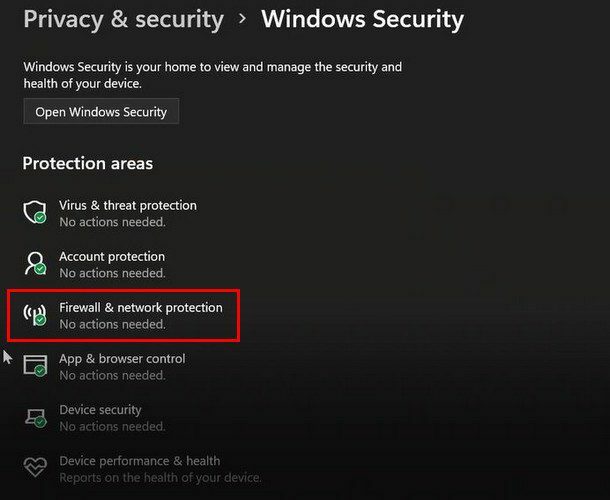 Firewall-ის პარამეტრები Windows 11