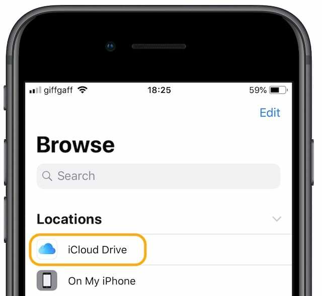 फ़ाइलें ऐप में iCloud ड्राइव