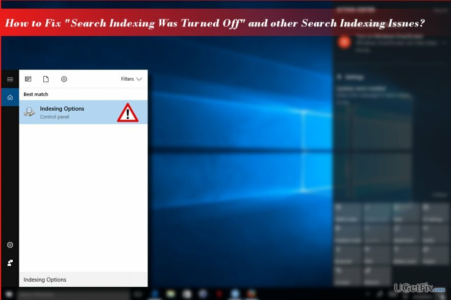 mostrando las opciones de indexación de búsqueda de Windows 10