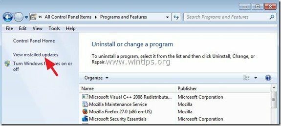 view-installed-updates-windows
