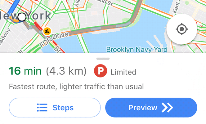 Navigationsmodus in Google Maps