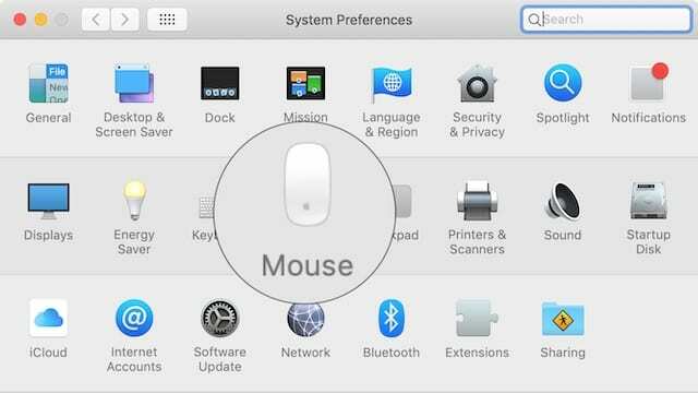 Preferencias del sistema de mouse