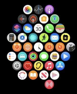 Apple Watch lietotņu ekrāns
