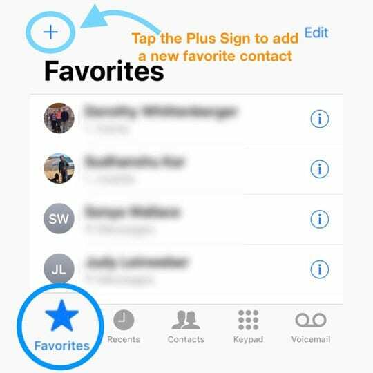 iPhone iOS의 전화 앱에서 즐겨찾기를 추가하는 방법