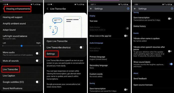 Galaxy S21 Live transcriptie