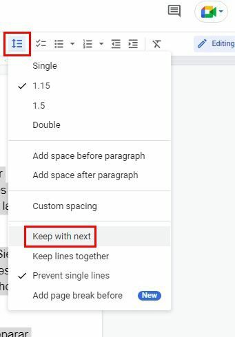 Google Documents Keep dengan berikutnya