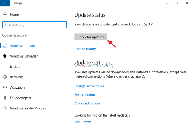 tarkista Windows 10 päivitykset