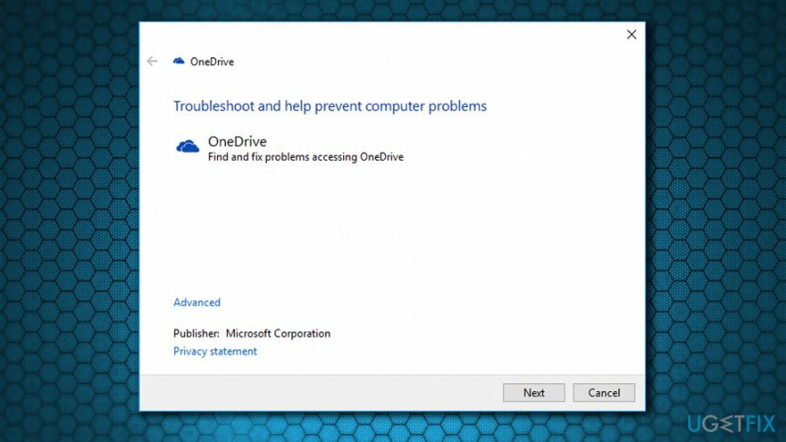 Futtassa a OneDrive hibaelhárítót