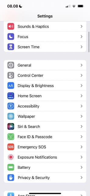 Scheda Generale in Impostazioni Schermata iOS