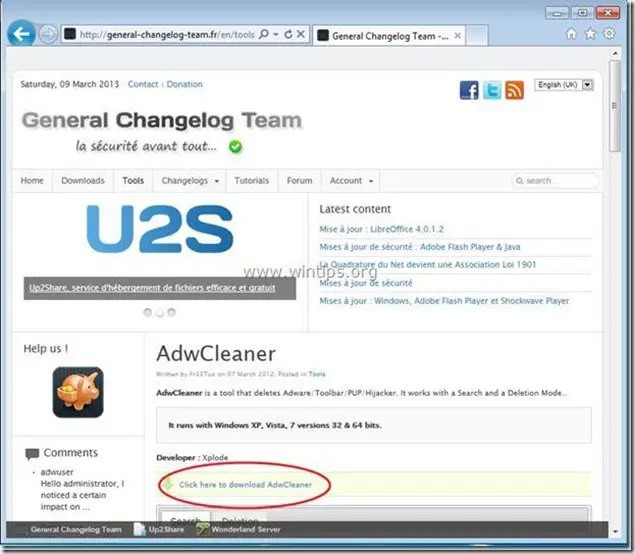 adwcleaner webpagina