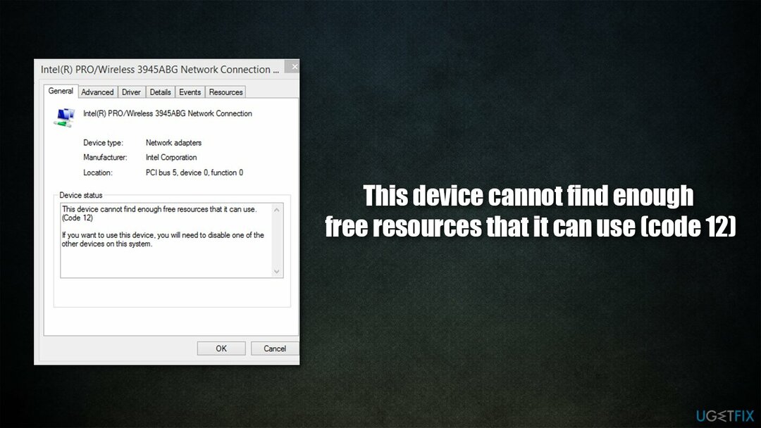 [Pataisyti] Šis įrenginys negali rasti pakankamai laisvų išteklių, kuriuos galėtų naudoti (kodas 12)