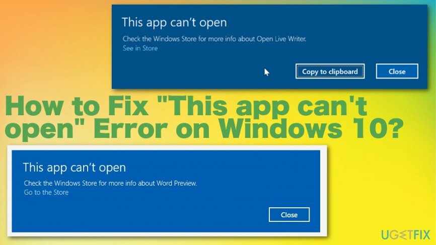 Chyba „Tuto aplikaci nelze otevřít“.