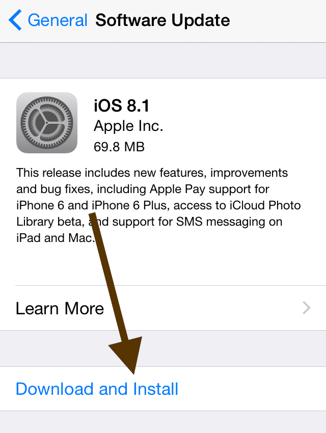 iOS 8.1 letöltése és telepítése