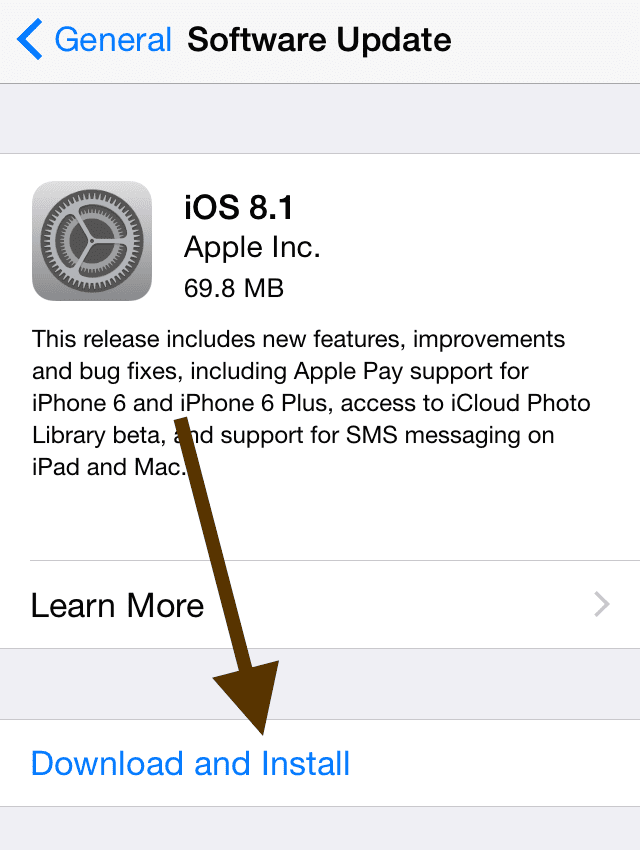 Λήψη και εγκατάσταση του iOS 8.1