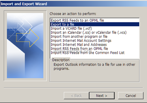 exportovať imap gmail ako pst