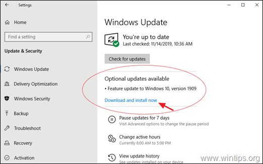 Kaip atsisiųsti ir įdiegti „Windows 10“ funkcijos naujinimą 1909