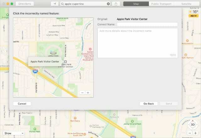 Redigera detaljpanel från Apple Maps-appen på en Mac