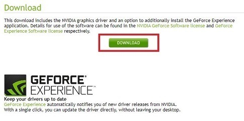 คลิกที่ ดาวน์โหลด - GeForce Driver