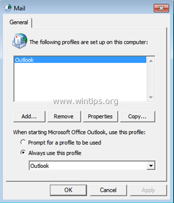 creați un nou profil Outlook