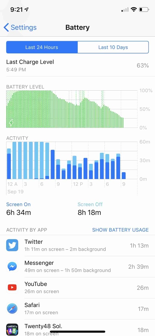 Uso de bateria iOS 12