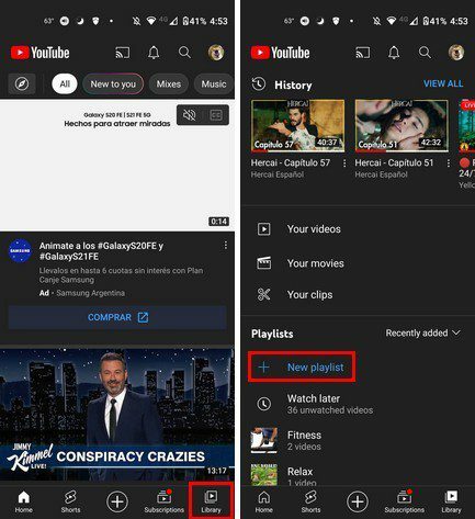 YouTube प्लेलिस्ट विकल्प बनाएं