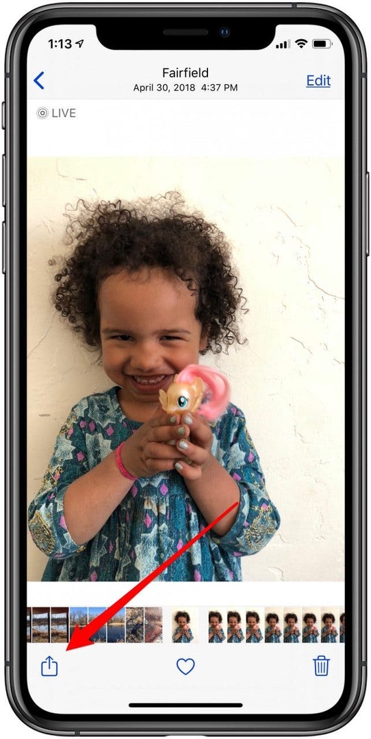 kopīgojiet tiešraides fotoattēlu no iPhone