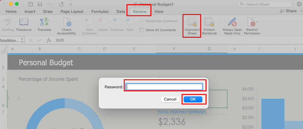 Salasanasuojauksen poistaminen Excel for Macista
