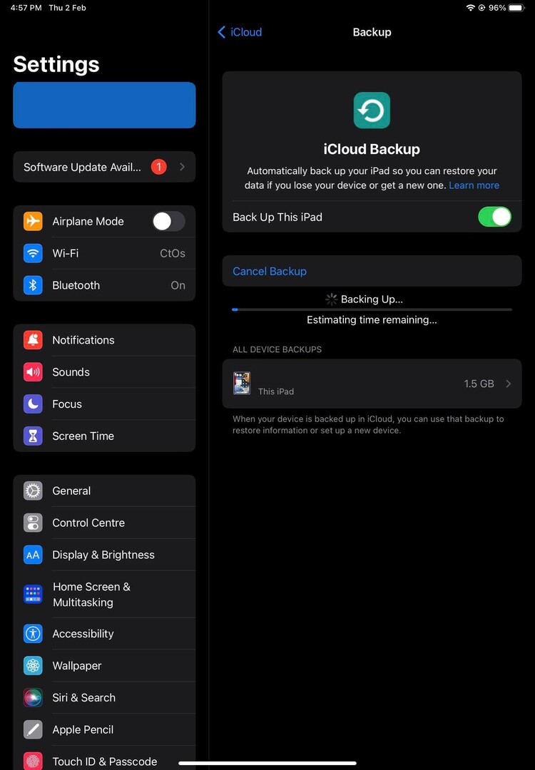 Резервное копирование iPhone или iPad с помощью iCloud