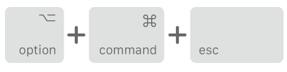 キーボードの Command キー、Option キー、Esc キーを同時に押します
