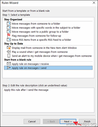 วิธีเปลี่ยนตำแหน่งที่จัดเก็บอีเมลที่ส่งสำหรับบัญชี IMAP ใน Outlook 20162019