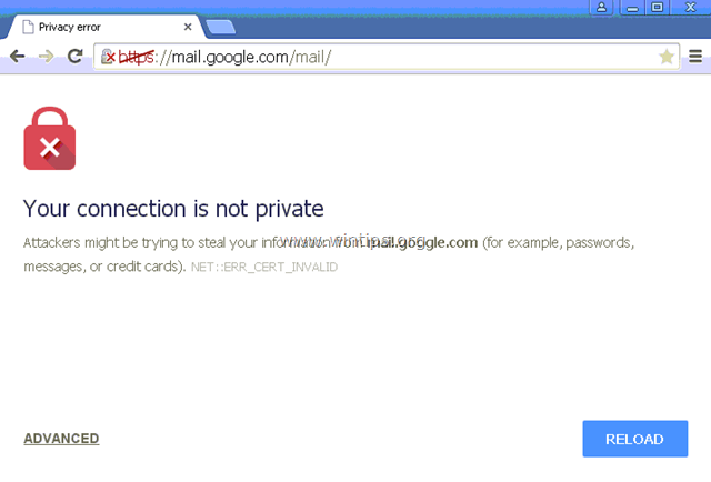 Chrome – Forbindelsen er ikke privat
