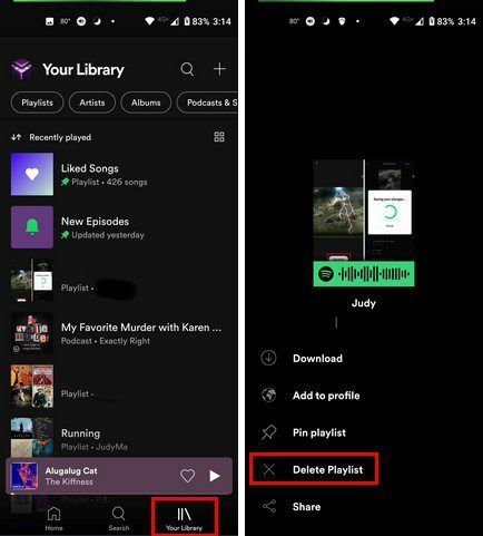 Spotify प्लेलिस्ट हटाएं