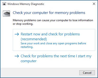 Windows atmiņas diagnostika