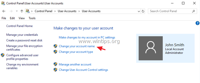 changer le nom du compte Windows