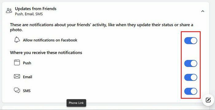 Perbarui dari jenis notifikasi teman Facebook