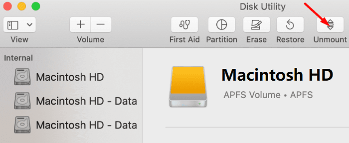 mac-unmount-partisjon