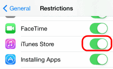 Limitazione dell'iTunes Store per iOS