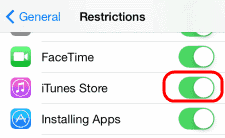 iOS iTunes Store korlátozás