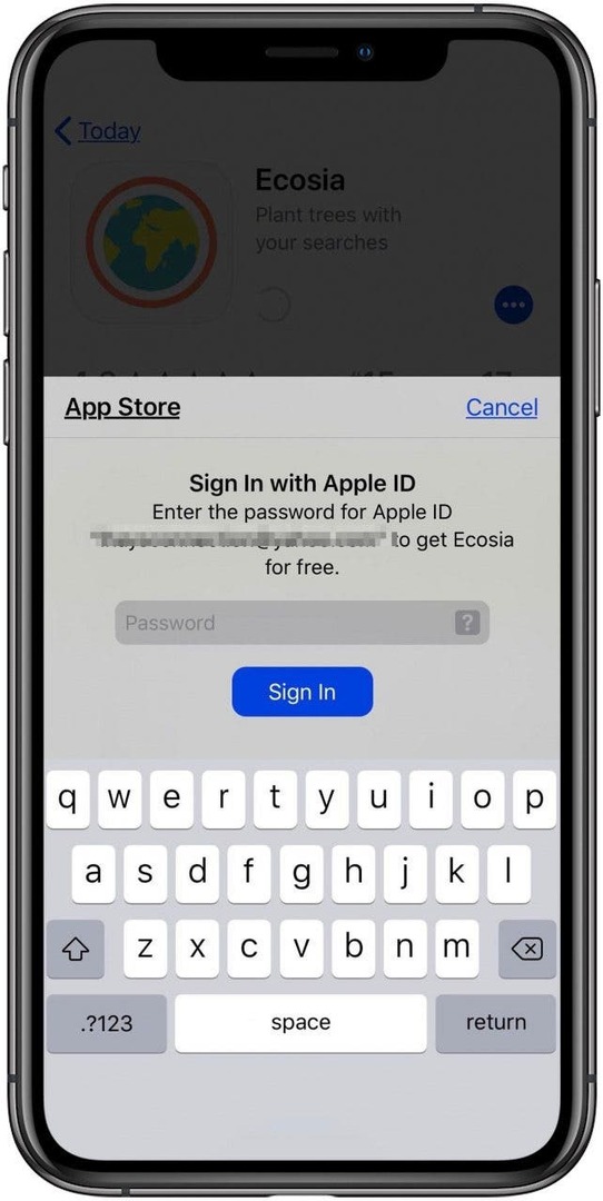 iOS13 Apple ID -kirjautuminen