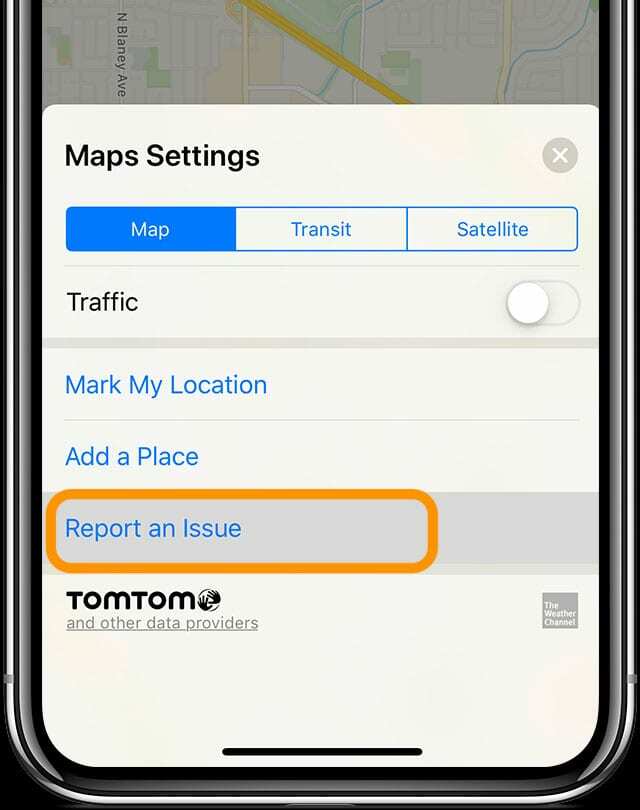relatar um problema para o Apple Maps no iPhone, iPad ou iPod