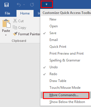 Word 2016 ตัวเลือกความคิดเห็นเพิ่มเติม