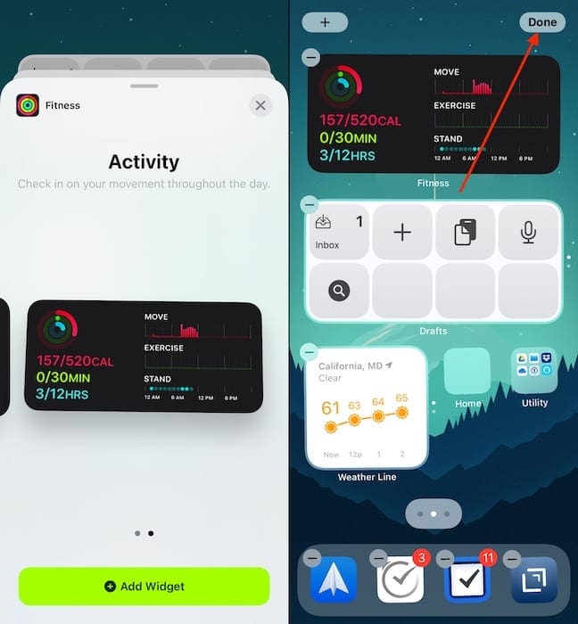 Pridať Fitness Widget iOS 14 2