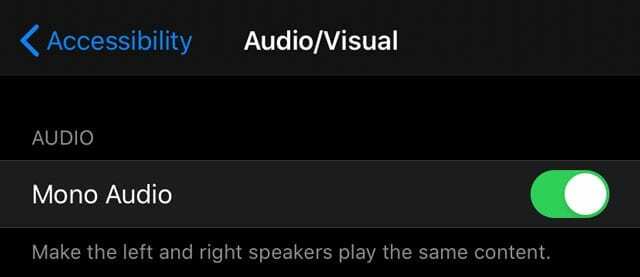 Pengaturan Aksesibilitas Audio Mono