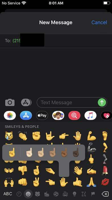 iOS 13.2 emocijzīmju ādas toņa maiņa