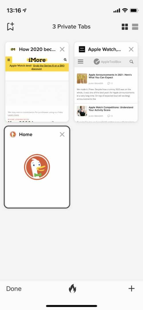 Layar tab DuckDuckGo