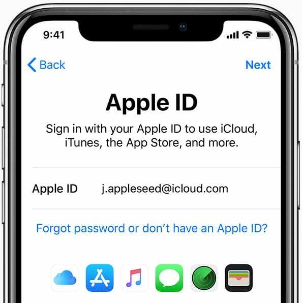 היכנס עם Apple ID באייפון X