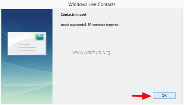 Outlook Express استيراد جهات الاتصال إلى بريد Windows