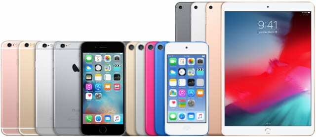 iPhone 6S, iPod (6. sukupolvi) ja iPad Air